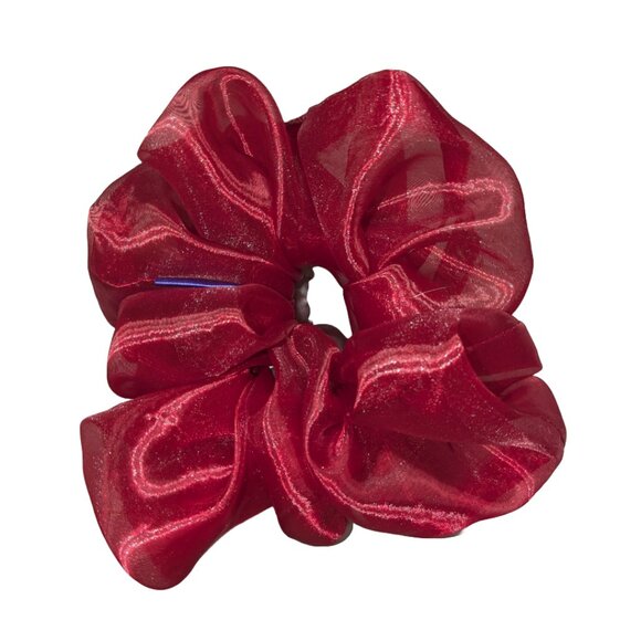 Oversized elegant red organza scrunchie for special occasions weddings - Picture 4 of 5